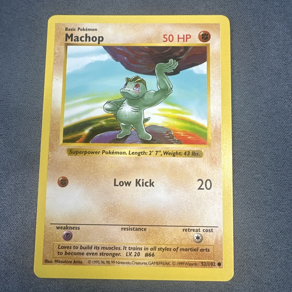 Pokemon Machop 52/102 Base Set Unlimited Common WOTC 1999 Vintage TCG‎ Card